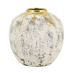 Distressed Gray Vase with Gold Splatter, 10 in.