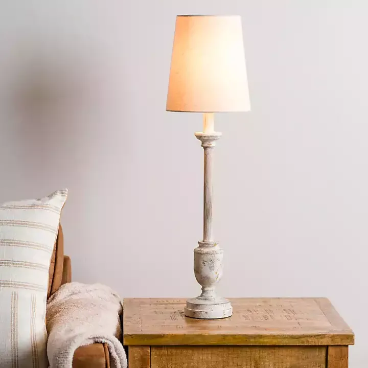 Distressed Ivory Classic Buffet Lamp