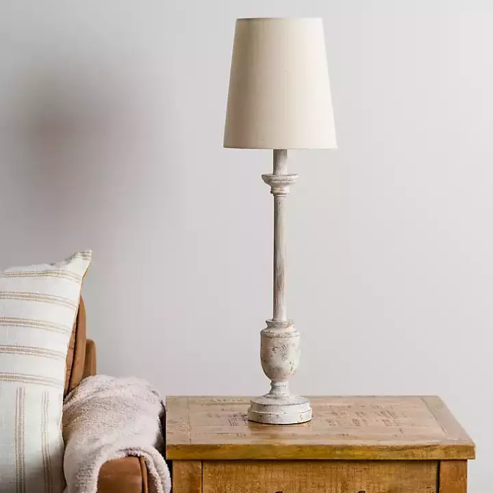 Distressed Ivory Classic Buffet Lamp