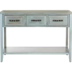 Distressed Light Blue 3-Drawer Console Table