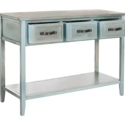 Distressed Light Blue 3-Drawer Console Table