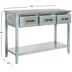 Distressed Light Blue 3-Drawer Console Table