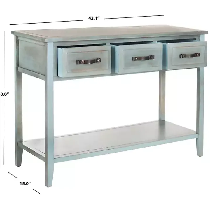 Distressed Light Blue 3-Drawer Console Table
