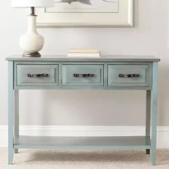 Distressed Light Blue 3-Drawer Console Table