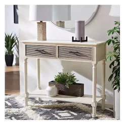 Distressed Natural Ronan 2-Drawer Console Table