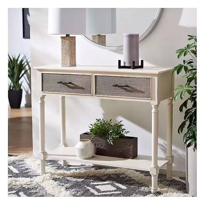 Distressed Natural Ronan 2-Drawer Console Table