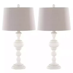 Distressed Off-White Morocco Table Lamps, Set of 2