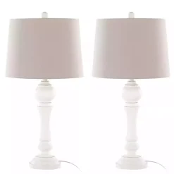 Distressed Off-White Wilton Table Lamps, Set of 2