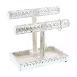 Distressed Silver Wood Jewelry Stand
