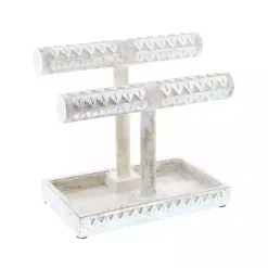 Distressed Silver Wood Jewelry Stand