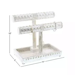 Distressed Silver Wood Jewelry Stand
