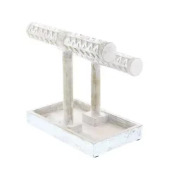 Distressed Silver Wood Jewelry Stand