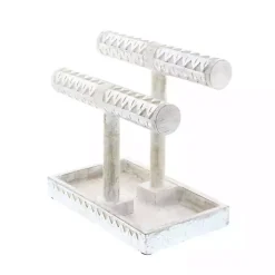 Distressed Silver Wood Jewelry Stand