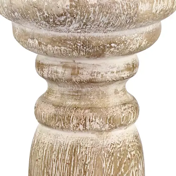 Distressed Turned Wood Candle Holder, 8 in.