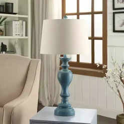 Distressed Turquoise Antique Table Lamp