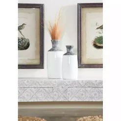 Distressed Two-Tone Stoneware Vases, Set of 2