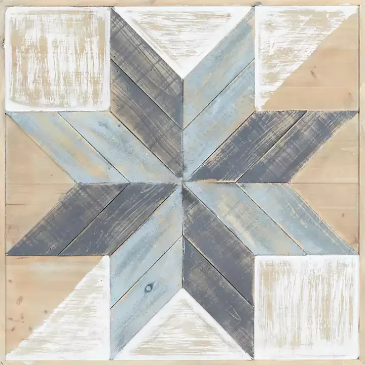 Distressed White and Blue Farm Star Wall Plaque
