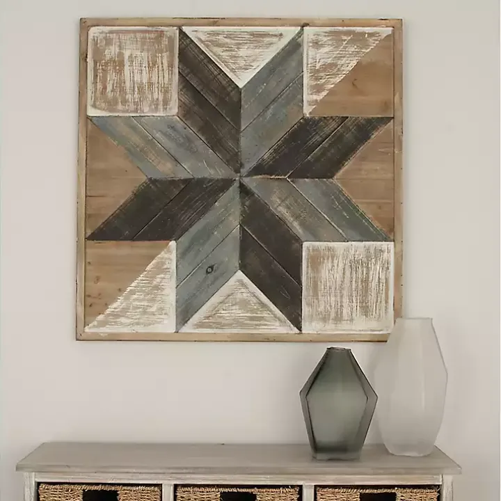 Distressed White and Blue Farm Star Wall Plaque