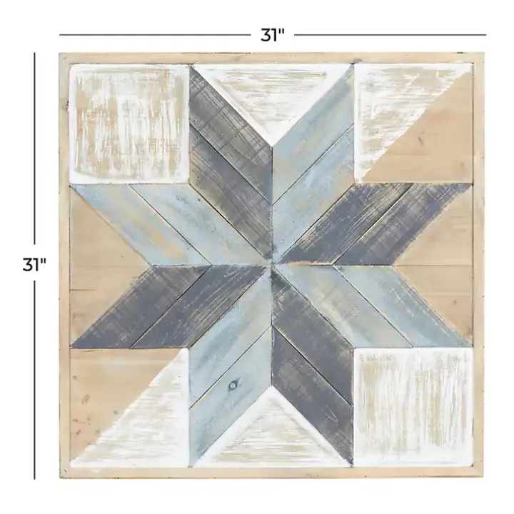 Distressed White and Blue Farm Star Wall Plaque