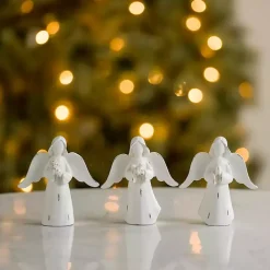 Distressed White Angel Figurines, Set of 3