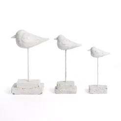 Distressed White Bird Figurines, Set of 3