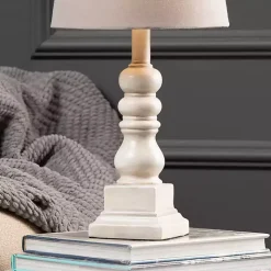 Distressed White Candlestick Table Lamp
