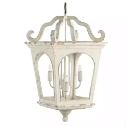 Distressed White Carriage Pendant Light