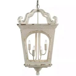 Distressed White Carriage Pendant Light