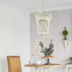 Distressed White Carriage Pendant Light