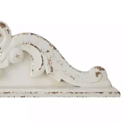 Distressed White Carved Arabesque Wall Plaque