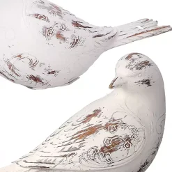 Distressed White Carved Bird Statues, Set of 3