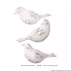 Distressed White Carved Bird Statues, Set of 3