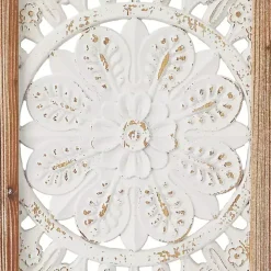 Distressed White Floral Wall Plaques, Set of 3