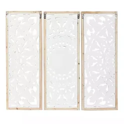 Distressed White Floral Wall Plaques, Set of 3