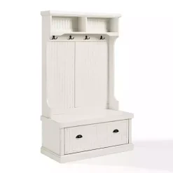 Distressed White Seanan Storage Hall Tree