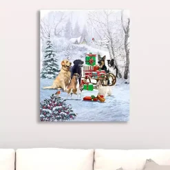Dog and Presents Canvas Art Print