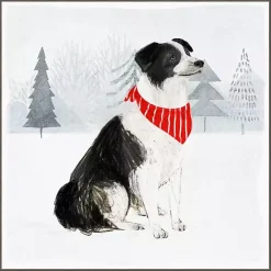 Dog with Red Bandana Christmas Canvas Wall Plaque