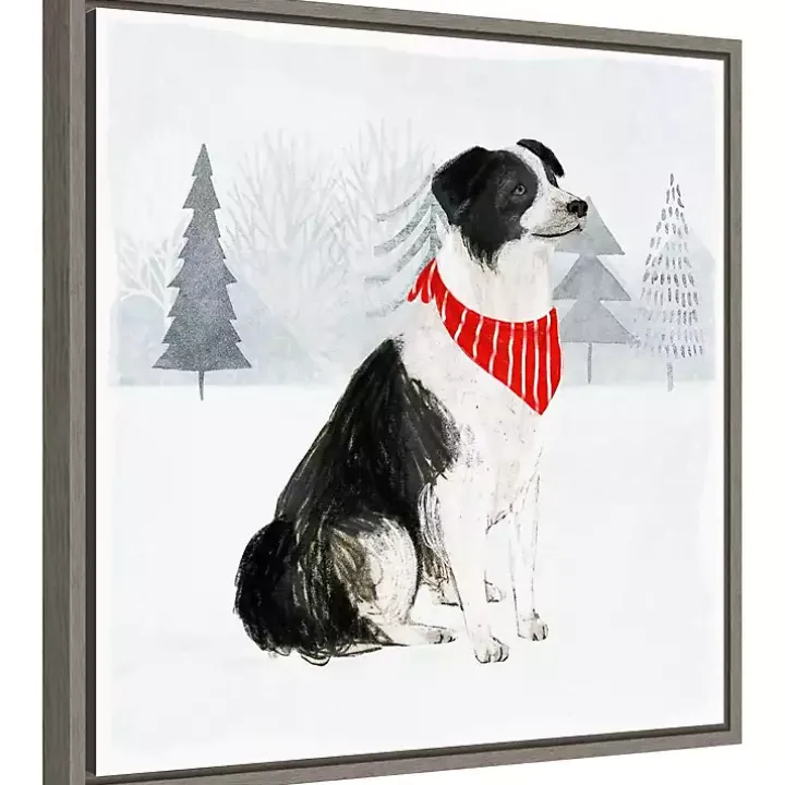 Dog with Red Bandana Christmas Canvas Wall Plaque