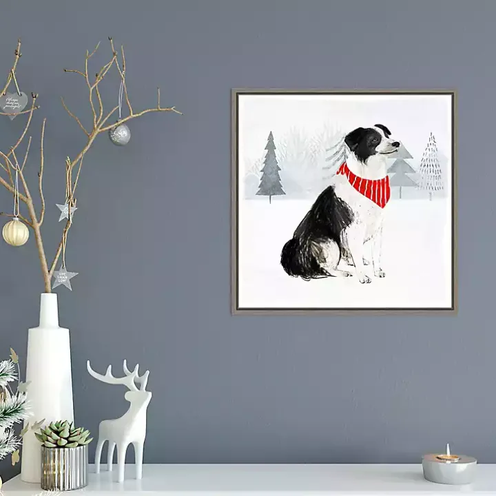 Dog with Red Bandana Christmas Canvas Wall Plaque