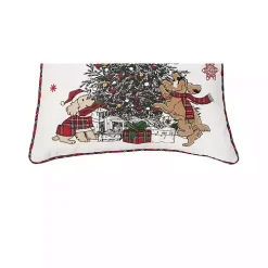 Dogs Around Christmas Tree Throw Pillow
