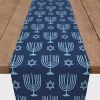 Double Blue Menorah Table Runner, 72 in.