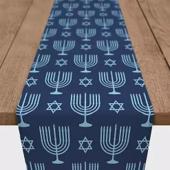 Double Blue Menorah Table Runner, 90 in.