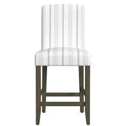 Dove Gray Striped Upholstered Bar Stool