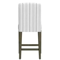 Dove Gray Striped Upholstered Bar Stool