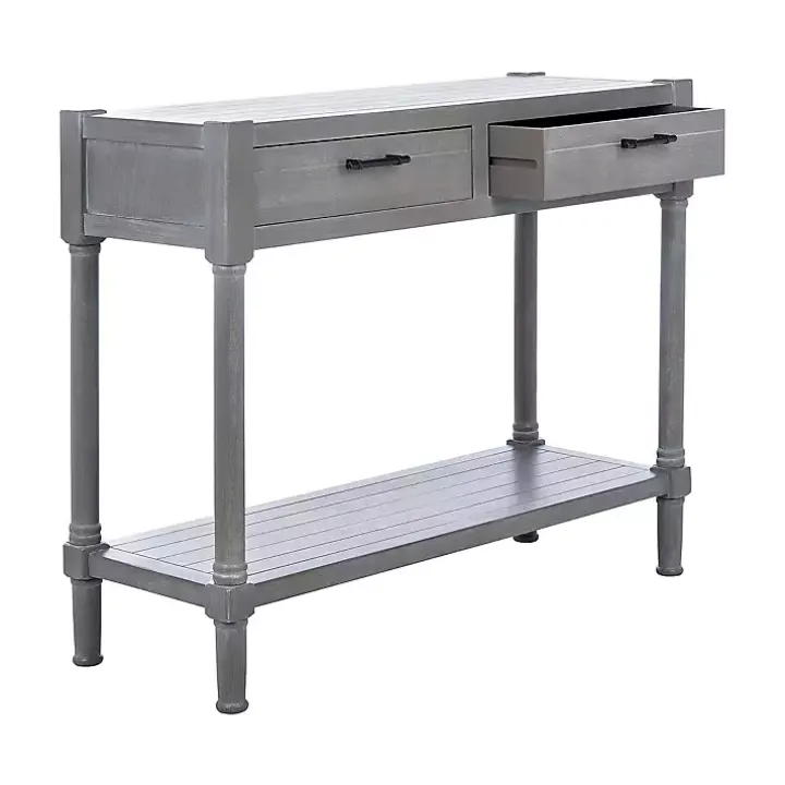 Dove Gray Turned Leg Rustic Console Table