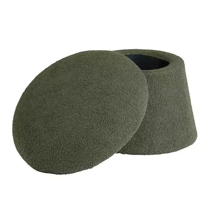 Drak Green Boucle Mushroom Storage Ottoman