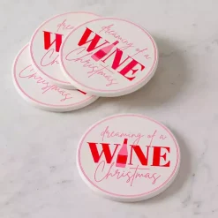 Dreaming of a Wine Christmas Coasters, Set of 4