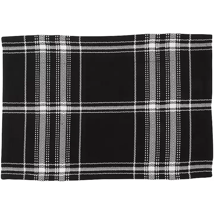 Dual White and Black Cotton Placemats, Set of 4