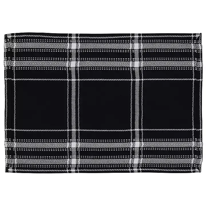 Dual White and Black Cotton Placemats, Set of 4