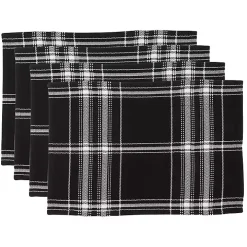 Dual White and Black Cotton Placemats, Set of 4